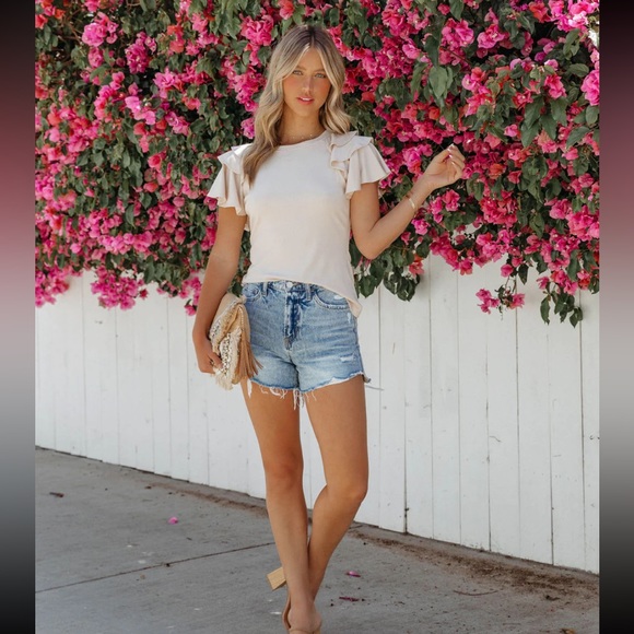 Vici Reece Ruffle Tee - Beige - Picture 2 of 4